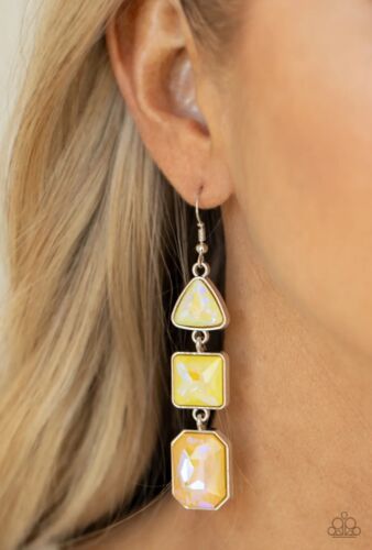 Paparazzi ~ Cosmic Culture Yellow 🌈Iridescent🌈Earrings ~ 🌈NEW RELEASE 2022🌈 - Picture 1 of 6