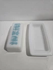 Vintage Pyrex Amish Butterprint Butter Dish Turquoise Blue on White
