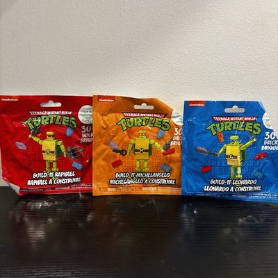 NEW Set of 3 Build-It Bricks Leonardo Michelangelo Raphael TMNT Nickelodeon