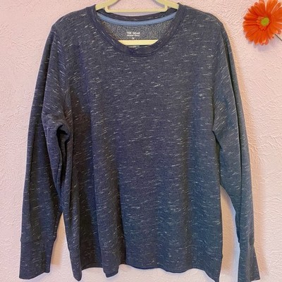 Tek Gear 1X Ultrasoft Fleece Crewneck Sweatshirt Blue Heather Yoga Thumbhole
