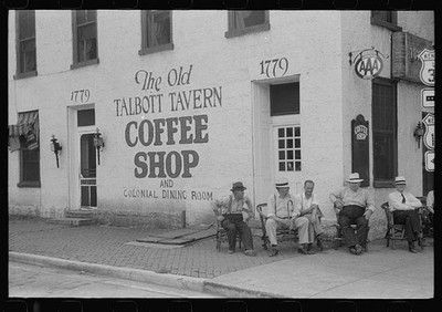 Bardstown Kentucky Old Talbott Tavern Coffee Shop 1940s Townspeople Sitting