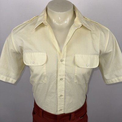 Vintage Stats Disco Shirt Mens Large 1970s Boogie Nights Safari Groovy Nik Mod