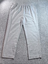 Light Beige linen Elastic Waist Pants with Straight Leg