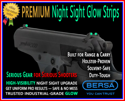 #ad BERSA THUNDER — 380 22lr 9mm 45… Night Sights DIY Upgrade 🟢 PREMIUM GLOW STRIPS $14.95