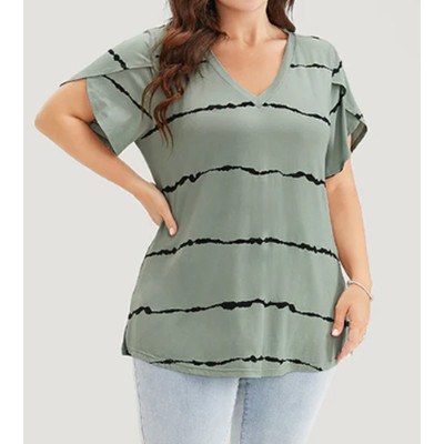 BLOOMCHIC SZ 10 M mint green striped petal sleeve tshirt tee top NWT B124