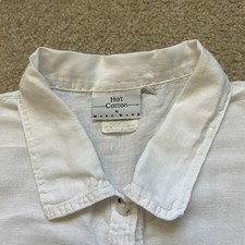 Hot Cotton By Marc Ware Ocean White Button Up Blouse/Shirt Made In USA Size M