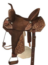 Western Leather Handmade Saddle Barrel Horse Racing Tooled Trail Tack Equestrian