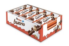 Kinder Bueno Milk Chocolate  Hazelnut Cream Bars, 20 Pack, Individually Wraped