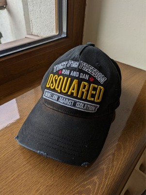 Dsquared2 Black Baseball Cap  Fight for Freedom  Embroidered