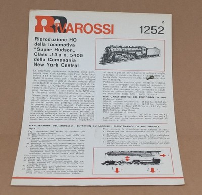 Rivarossi 1252 Betriebsanleitung für Class J3 2Super Hudson'' Dampflok