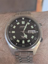 Vintage '68 Citizen Seven Star 100M Diver's JDM Watch, Compressor, Orig Band