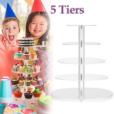 5 Tiers Acrylic Round Cupcake Display Rack Wedding Party Cake Holder Stand Clear