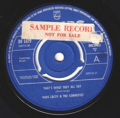 Dave Lacey & the Corvettes That's What They All Say 7'' vinyl UK Philips 1965 3