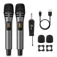 Wireless Microphones, Dual UHF Karaoke Microphone System, Microfonos Inalambr...