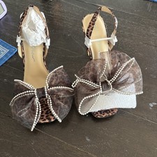 Size 7- Betsey Johnson Fawn Pearl Bow - Leopard