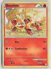 Growlithe 65/123 Common HeartGold & SoulSilver Pokemon Damaged on eBay