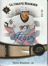 2022 Upper Deck Ultimate Collection Rookies 69/99 Pavol Regenda Patch Auto Ducks