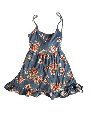 Lovely Melody Dress Small Blue Floral Sundress Casual Ruffle Graduation  Dress | eBay