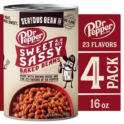 SERIOUS Bean Co Dr Pepper Baked Beans, 4-pack of 16 Oz Cans