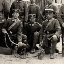 German Soldiers Machine Gun Badge Friekorps Real Photo Postcard RPPC