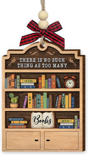 Book Christmas Ornament 2025 - Wooden Books Ornaments for Christmas Tree - Bo...