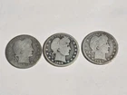 Lot Of 3 Barber Quarters 1905 S 1908 D 1908 P