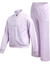 New Balance Premium Girls 2 Piece Fleece Set, Size 10/12 Lilac, New With Tags