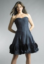 Pleated Rosette Strapless Cocktail Dress