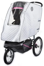 Universal Stroller Rain Cover – Quilted Warmth Ventilated, Reflective Trim White