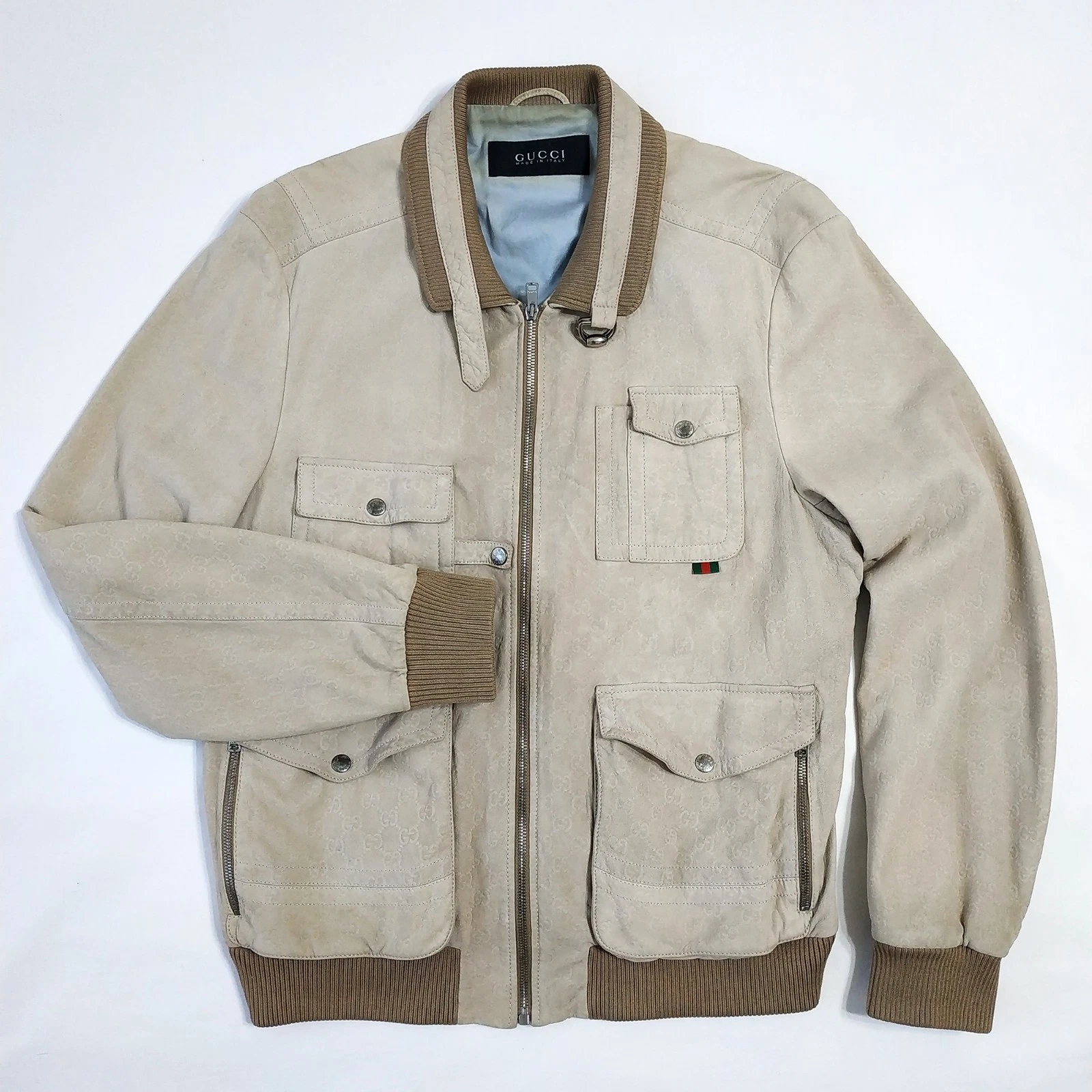 GUCCI © Giacca bomber casual di lusso in pelle. Made in Italy