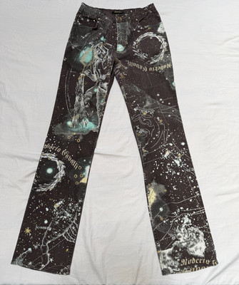 2003 Roberto Cavalli Astrology Zodiac Horoscope Print Jeans Pants Size M Y2K