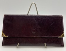 Vtg Oxblood  Gold Bifold Snap Leather Wallet, Checkbook, Outer Zip Pocket EUC