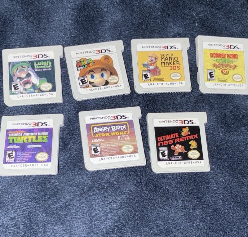 Nintendo 3DS Game Lot 7 Carts Mario Luigi Donkey Kong TMNT Angry Birds