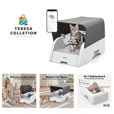 2 in 1 Self Cleaning Litter Box with APP Control, Open or Covered Canopy Desi...