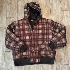 Vintage South Pole Mens Plaid Winter Hooded Coat Jacket XXL Quilted Inner Y2K