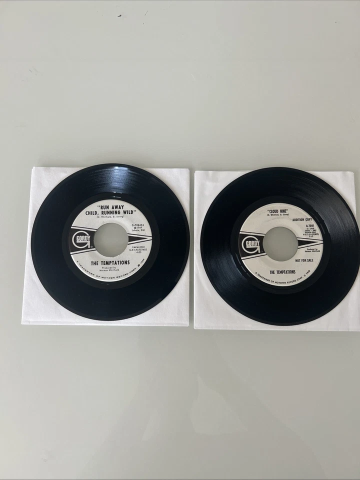 Lot (2)TEMPTATIONS Run Away Child Running Wild/Cloud Nine 45's WHITE LABEL PROMO - Image 2 of 4