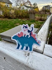 Cute Cat Riding Dinosaur Sticker - Fun and Whimsical Vinyl Decal for Laptops, W