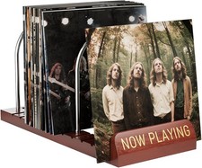 Now Playing Vinyl Record Holder, Wooden Vinyl Record Storage with Front Display