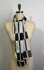 Vera NeumannVintage Black  White Geometric Block Oblong Scarf Signed