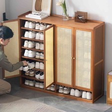 Schuhregal Holz Schuhschrank Indoor Hoch Schuhkommode Schuhablage 18-26 DE