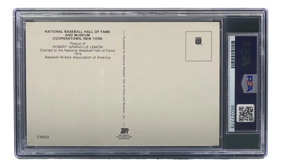 Bob Lemon Signed 4x6 Cleveland HOF Plaque Card PSA/DNA 85027779 - Image 2 of 4