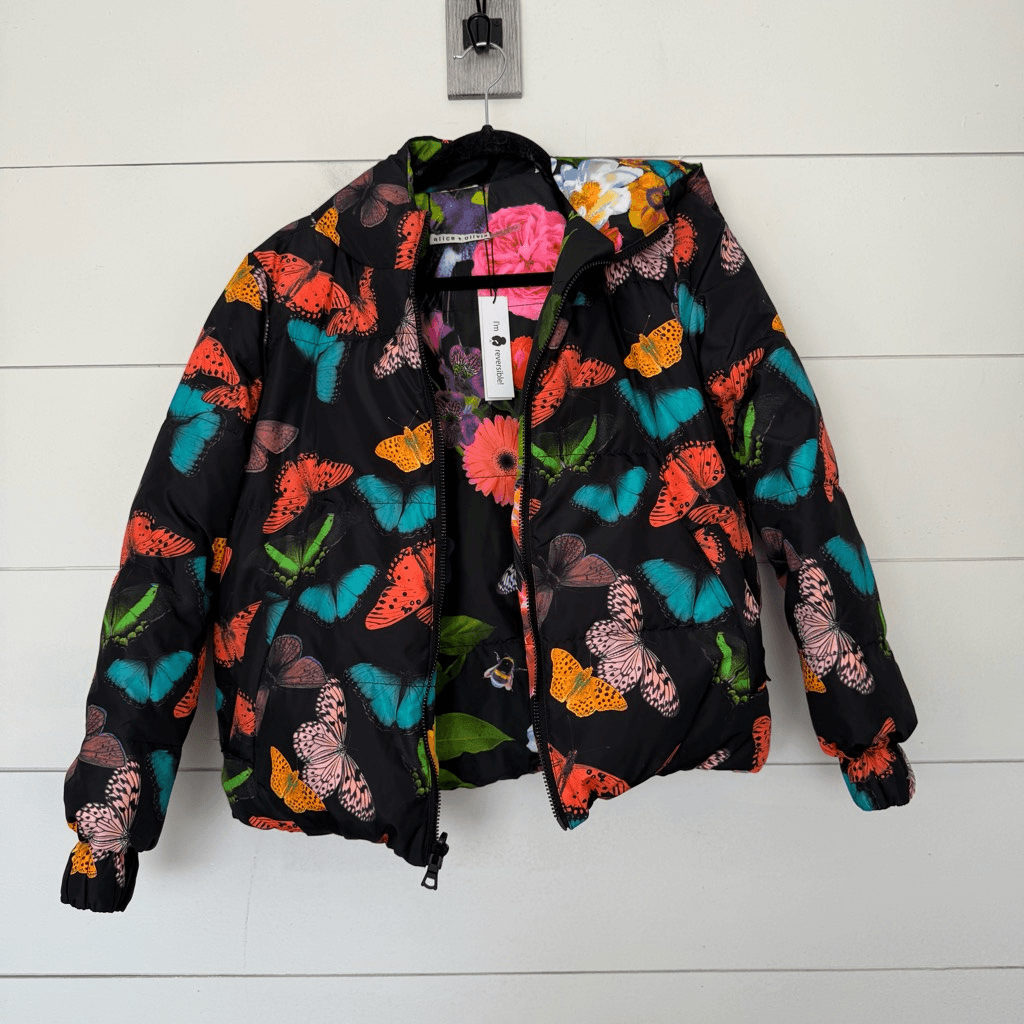 Alice + Olivia Women's XS Butterfly Reversible Puffer Jacket New