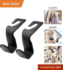 U-Shaped Car Seat Hooks: 2 Pack Leather-Padded Purse Holders for Stylish Storage