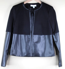 Nine West Womens Black Dress Jacket with Faux Leather Bottom Half Size Small
