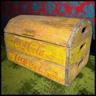 Vintage Coca-Cola Wooden Treasure Chest Repurposed Coke Crate Trunk Yellow 1950s