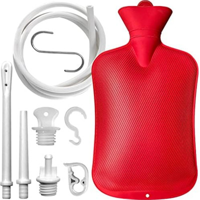 2L Home Enema Bag Kit with 2 Tips, 60 Inch Silicone Hose, Controlable Flow Valve