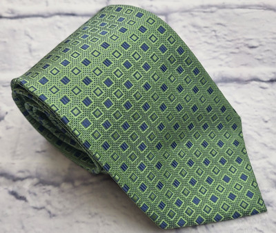 あズ Stafford Silk Tie Green Blue Gray Geometric Men Necktie 58 x 3.25