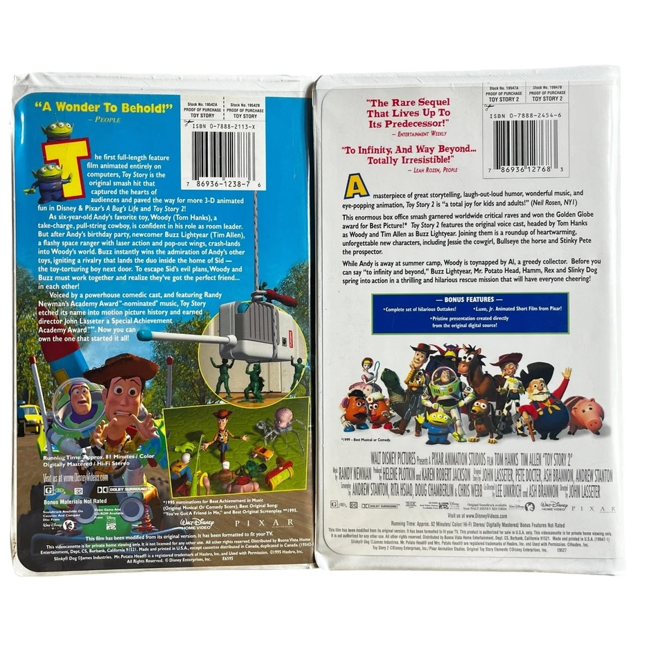 Toy Story & Toy Story 2 VHS 1995 1999 Disney Pixar Animated Special Edition - Image 2 of 2