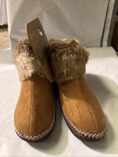 Isotoner Faux Fur Cuffed Women's Ankle Bootie Slippers 8.5-9