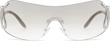 Rimless Y2K Sunglasses for Women Men Trendy Oversized Wrap around Snake Shades A